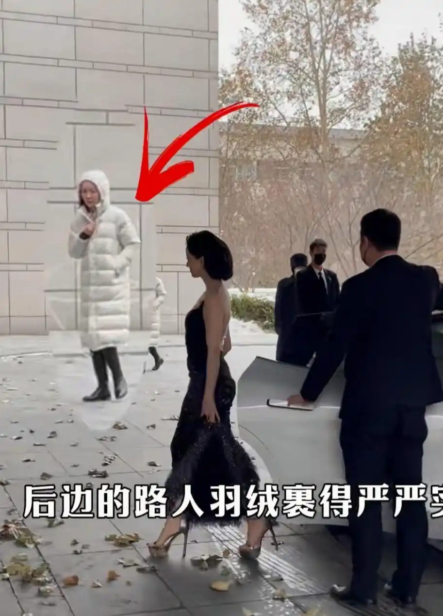 女明星为参加活动太拼命，零下十几度穿露背装，被冻到表情狰狞